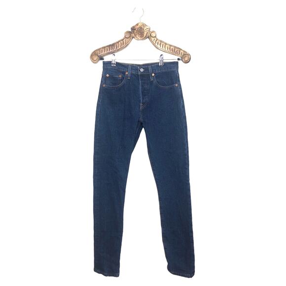 Levi 501 Jeans Big E Reproduction Skinny Blue Button Fly 27 - Picture 1 of 13